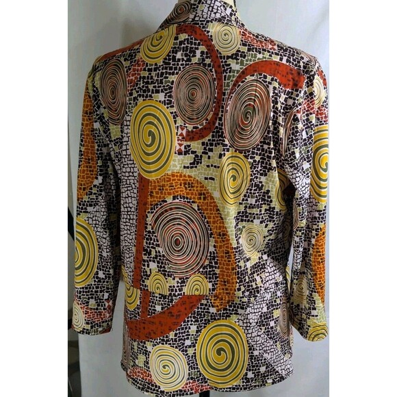 Michelle Thomas Blouse 3/4 Sleeve Geometric Pattern Multicolor Womans Size Large - Picture 13 of 13